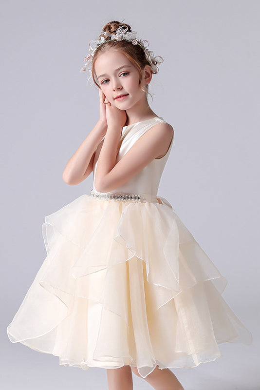Criss-crossed Strap V-neck Lace Flower Girl Dress With Bow Back