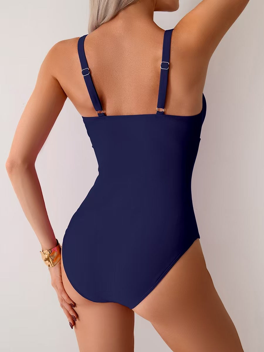 simiswim - Women's One Piece Swimsuit Sexy Mesh Sheer Tummy Control Bathing Suit Cross Twist Front Swimwear