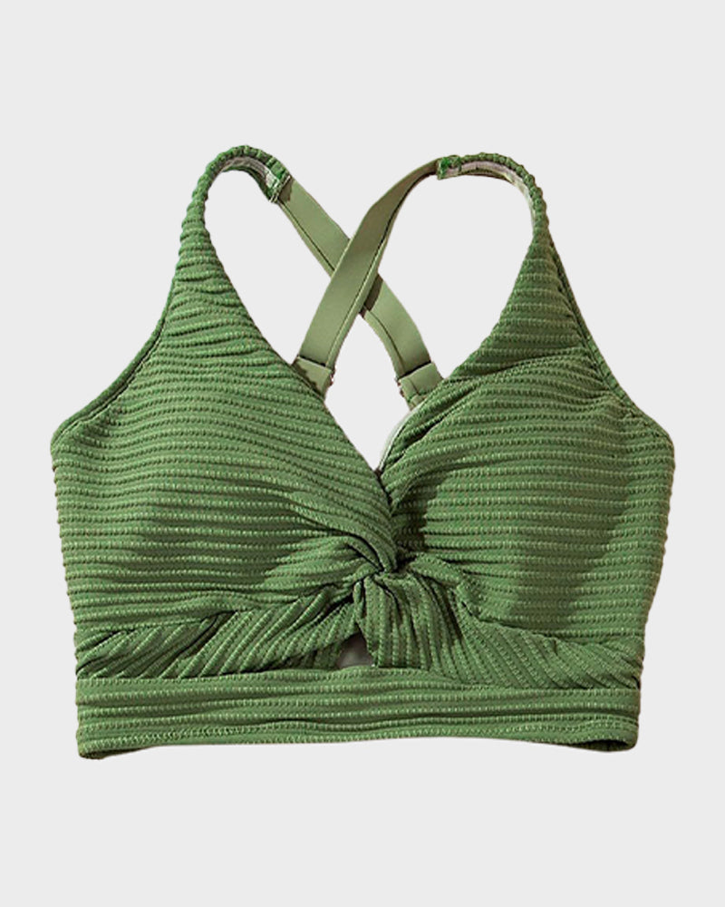 simiswim - Textured Knot-Front High-Waisted Bikini Set