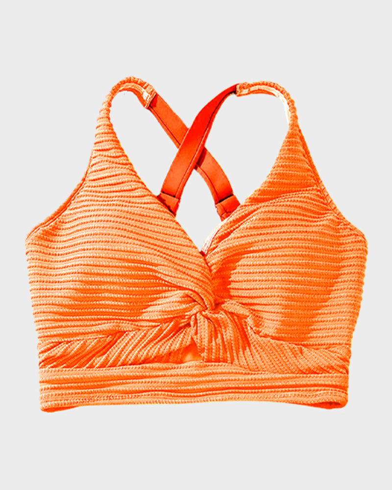 simiswim - Textured Knot-Front High-Waisted Bikini Set
