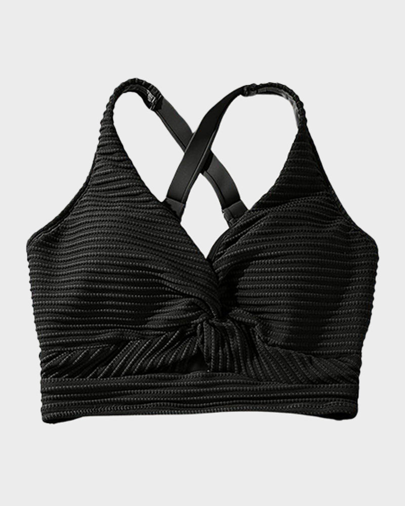 simiswim - Textured Knot-Front High-Waisted Bikini Set