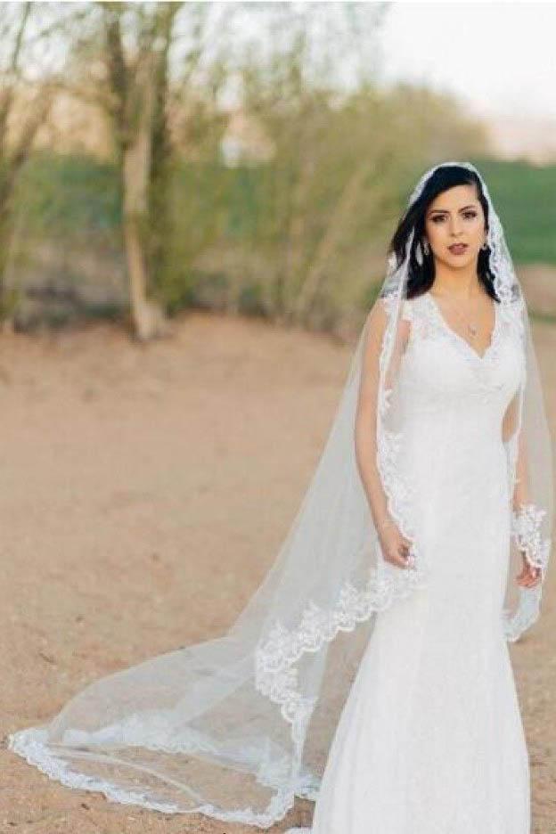 Charming 3Meters Long Tulle With Applique Wedding Veils V09 - Simibridaldresses