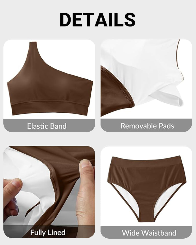 simiswim - High-Waist One-Shoulder Tummy Control Bikini Set