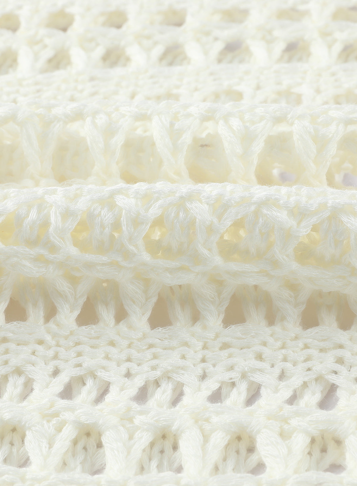 simiswim - White Mesh Knitted Long Sleeve Hollow Sun-proof Round Neck Cover Up