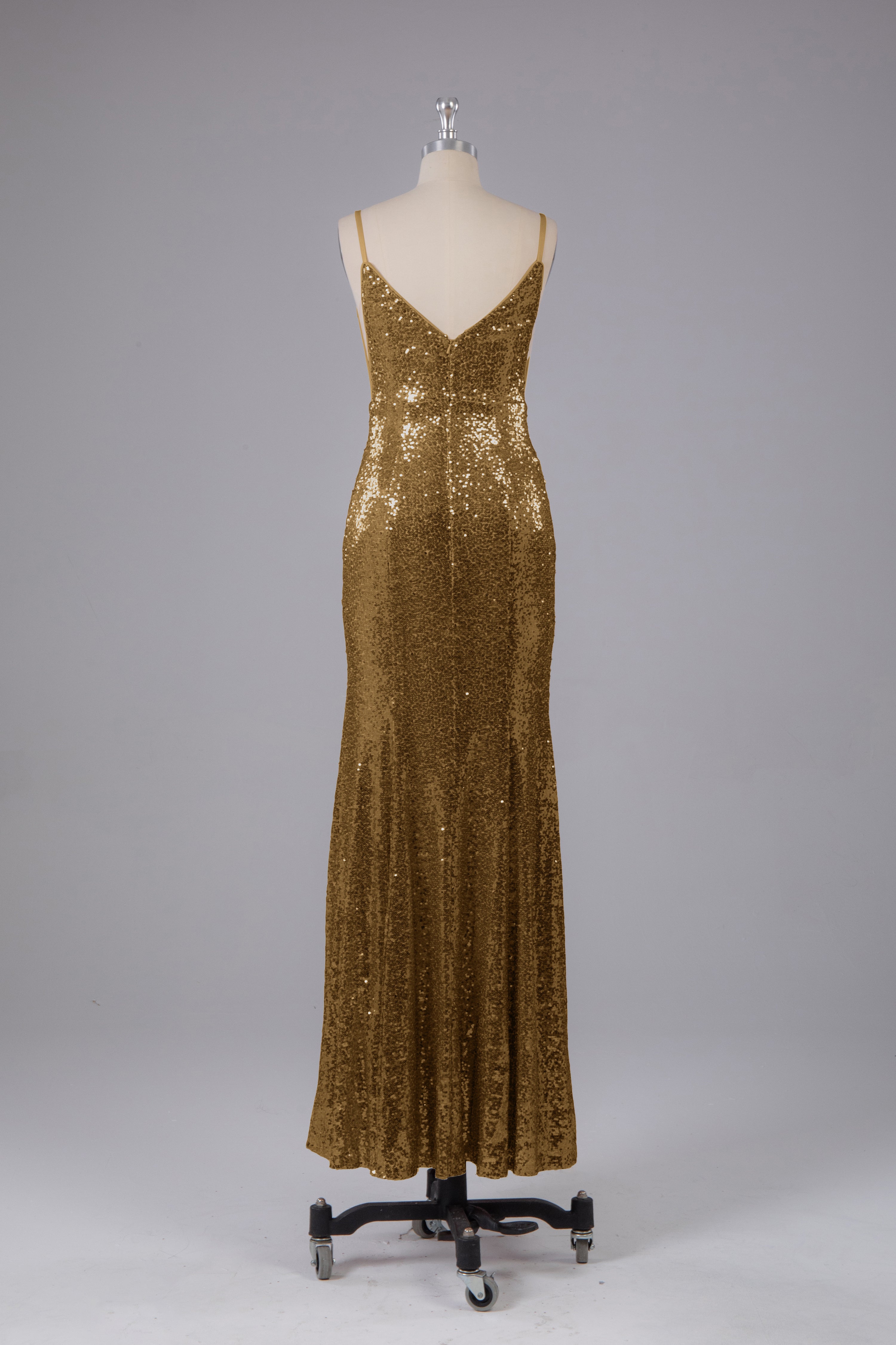 Sparkly Gold Sequins Sheath Bridesmaid Dresses