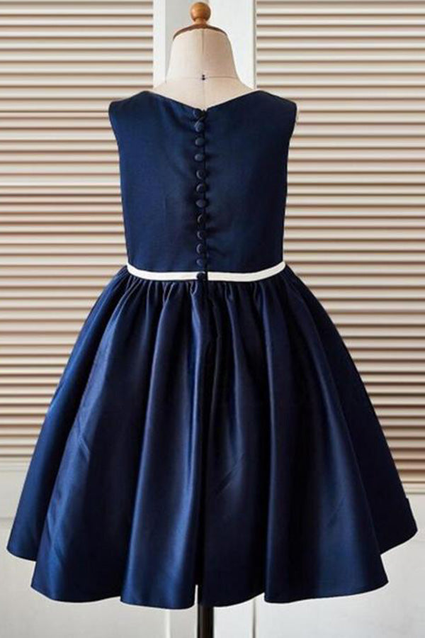 Blue Appliques A-Line Scoop Neck Sleeveless Flower Girl Dresses,Baby Dress F39 - Simibridaldresses