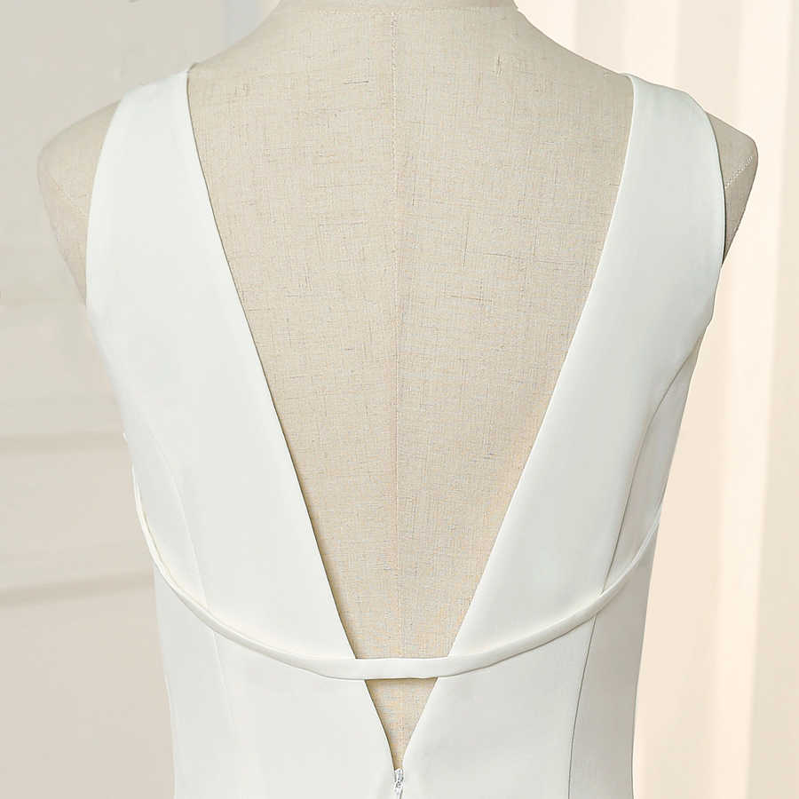 Chic Elegant Scoop Neckling Long Ivory Wedding Dress Y0115