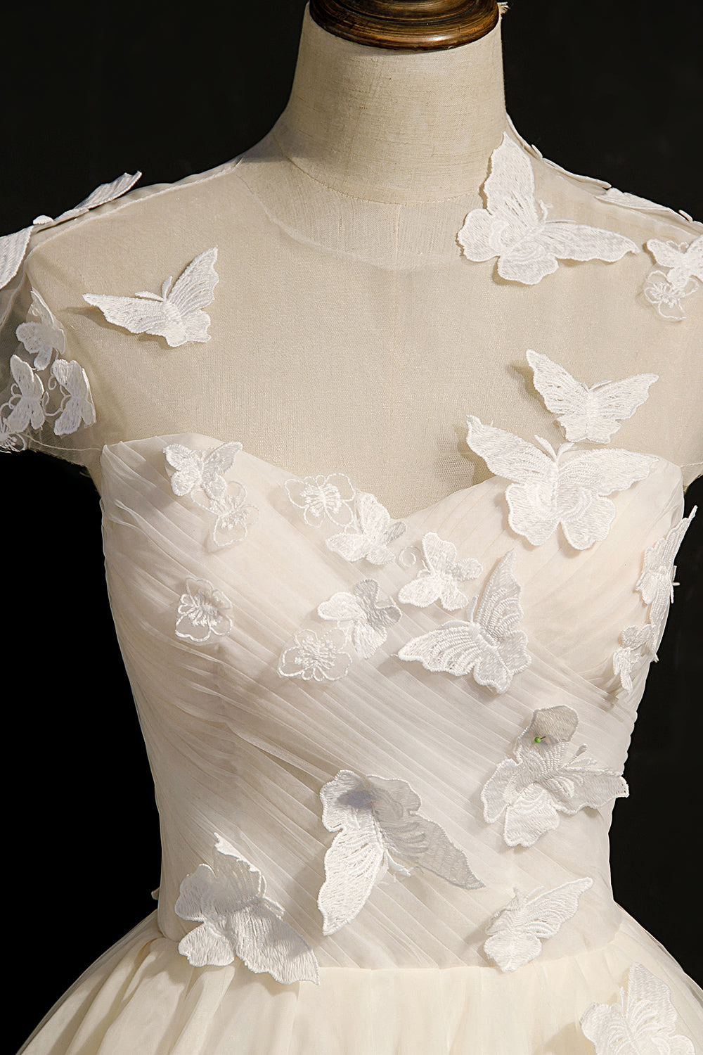 Cute Sleeveless Butterfly Appliques Tulle Homecoming Dresses LJ0496