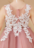 Chic Asymmetrical Sleeveless Applique Tulle Flower Girl Dress