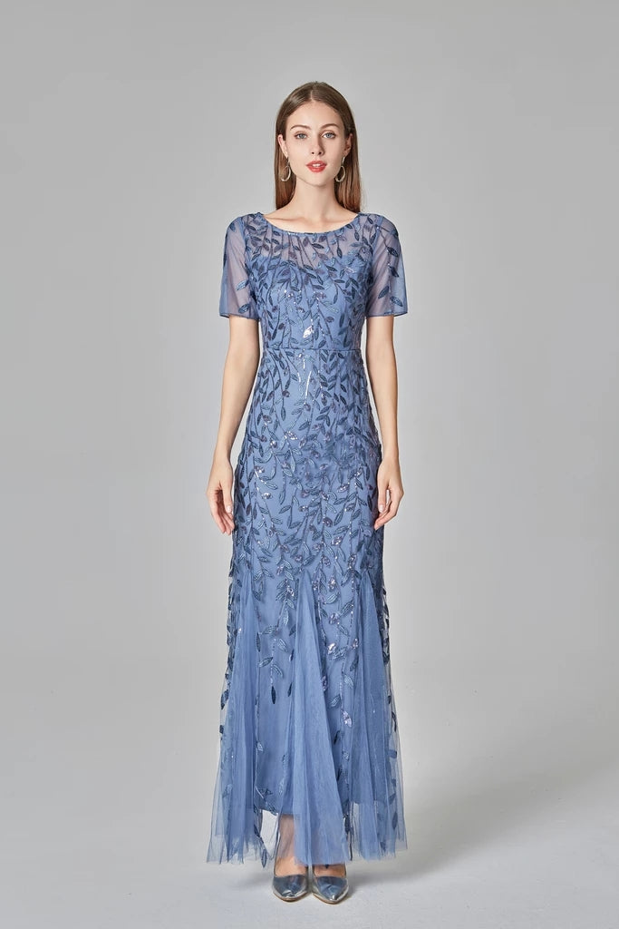 Elegant Mermaid Burgundy Tulle Prom Dresses Bateau Neck Long Evening Dresses XU90801