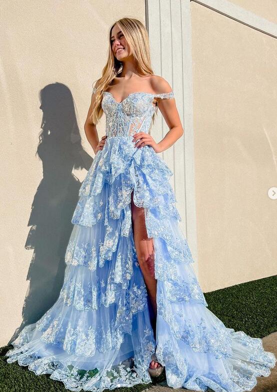 Sparkly Sweetheart Long Graduation School Dresses Evening Party Gown with Slit OK2024