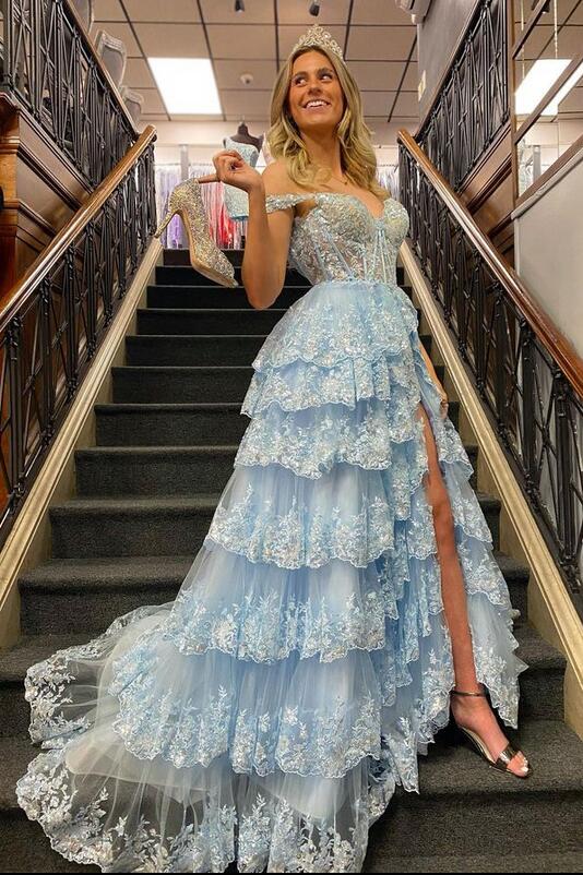 Sparkly Sweetheart Long Graduation School Dresses Evening Party Gown with Slit OK2024