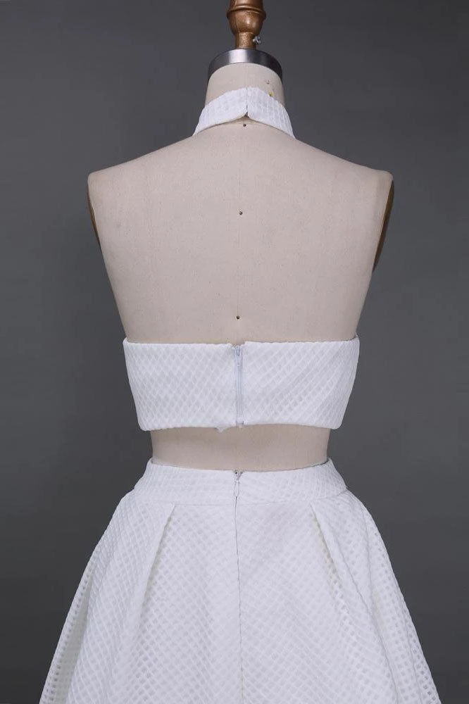 A Line Two Piece Strapless Floor Length Split Prom Dresses N2459