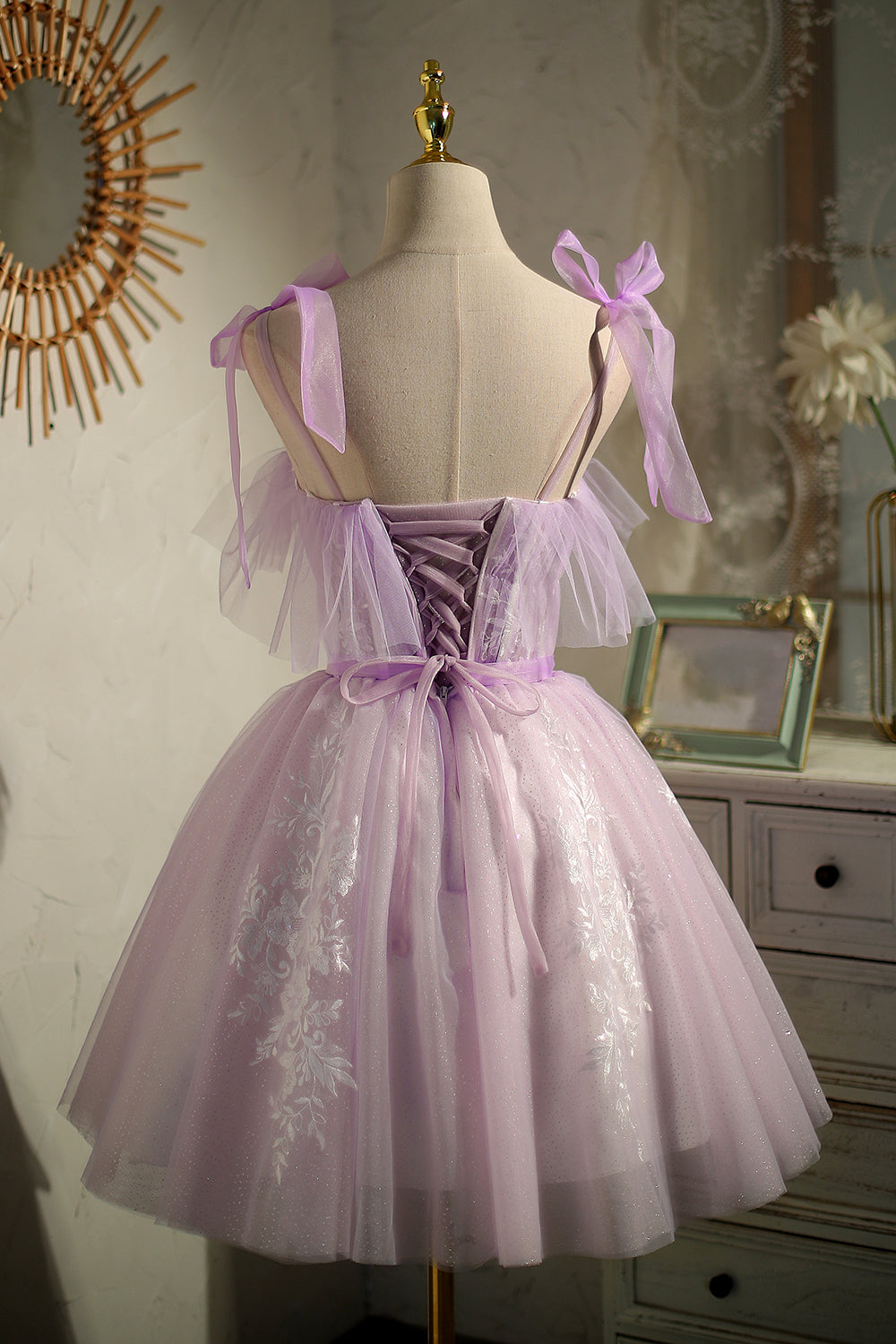 Purple Sleeveless Lace Up Princess Short Homecoming Dresses