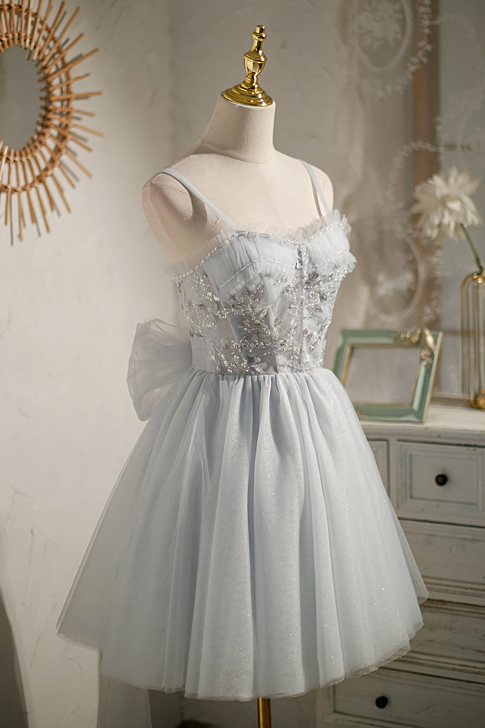 Grey Sleeveless Sequins Lace Up Short Homecoming Dress