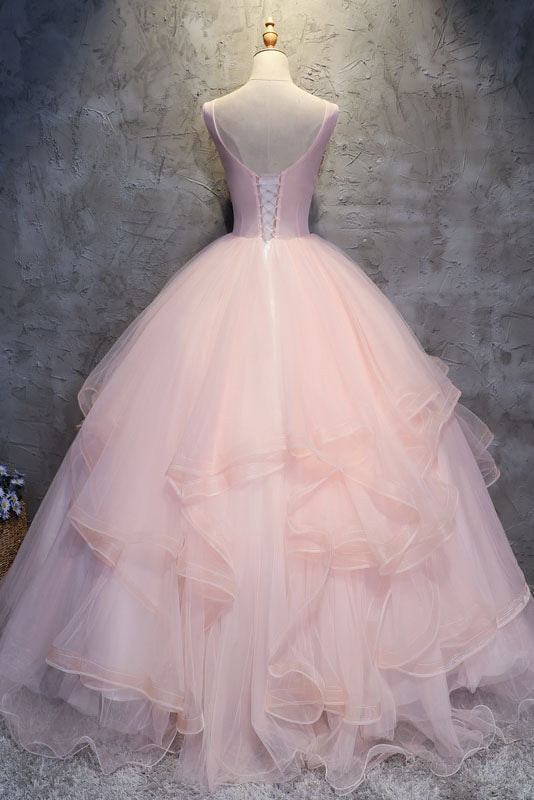 Ball Gown Long Prom Dresses with Hand Made Flowers Gorgeous Quinceanera Dresses N1607