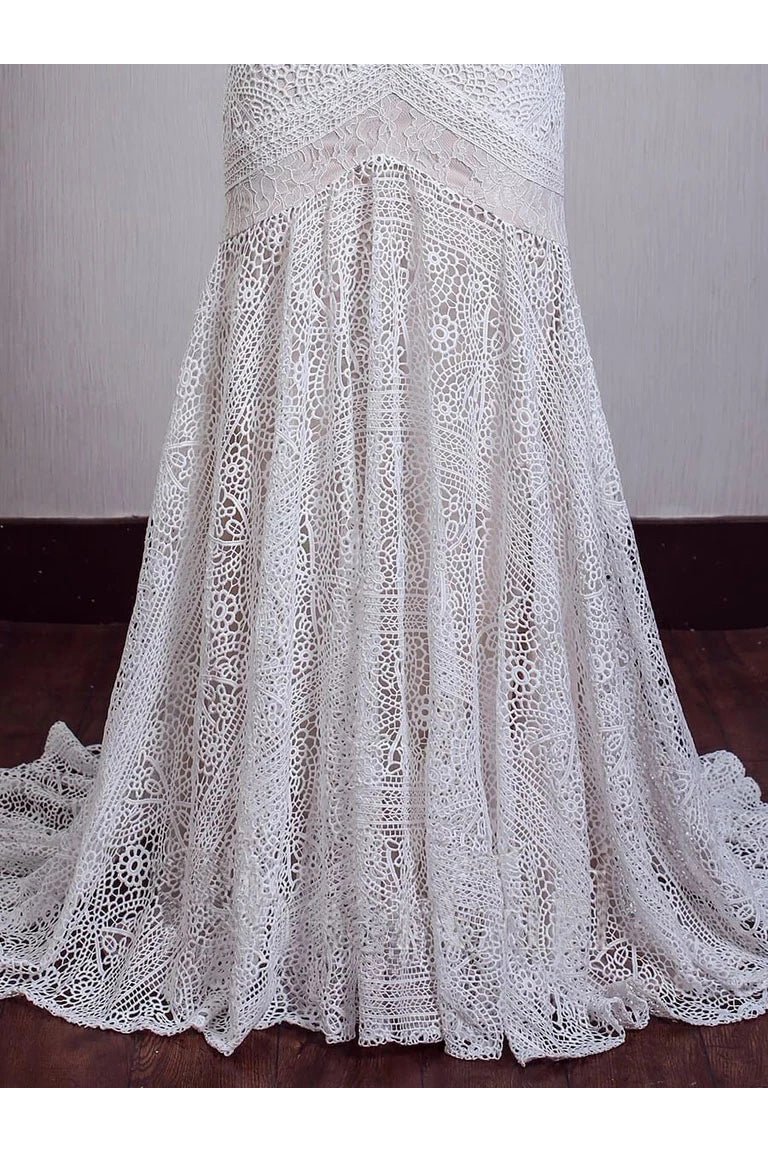 Chic Ivory Lace Mermaid Beach Wedding Dresses Sweetheart Rustic Boho Bridal Dresses N2022