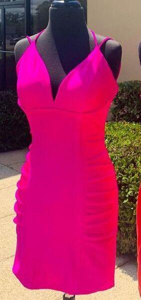 Sexy Spaghetti Strapss V Neck Satin Short Prom Dresses Homecoming Dresses