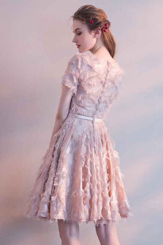 A Line Elegant White V-Neck Party Dress Short Homecoming Dress