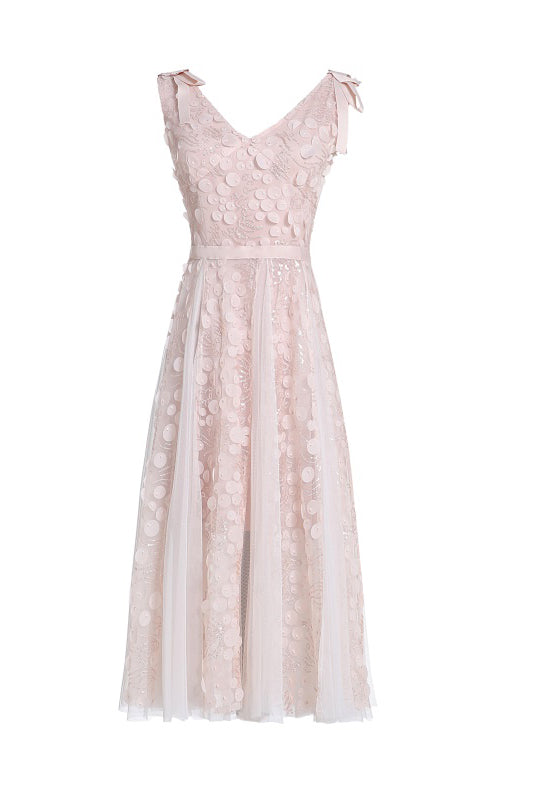 Cute Apricot Deep V-Neck Lace A Line Short Homecoming Dress