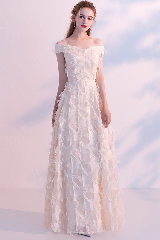 A Line Elegant Off The Shoulder Floor Length Prom Dress
