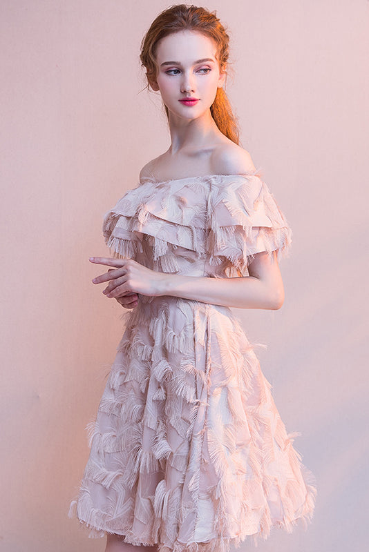 Elegant Black Off The Shoulder Short Homecoming Dress