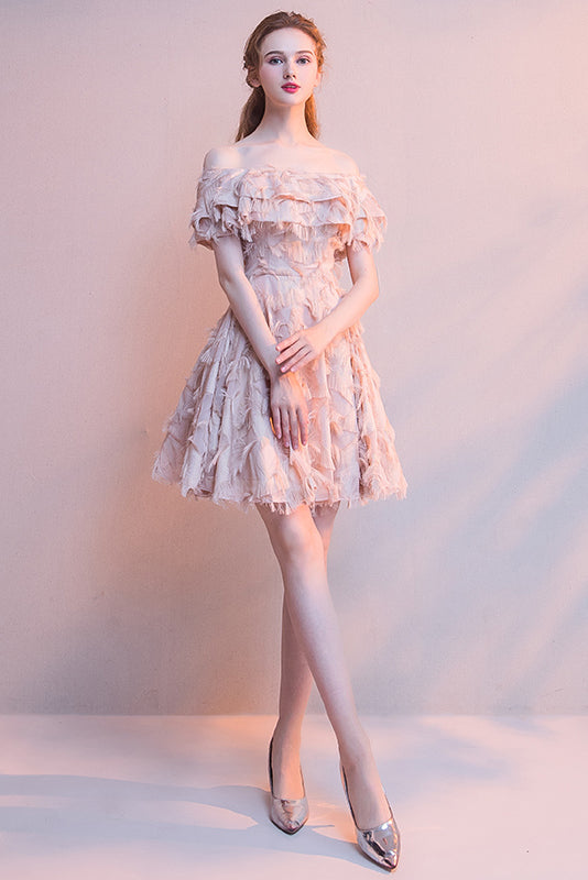 Elegant Black Off The Shoulder Short Homecoming Dress