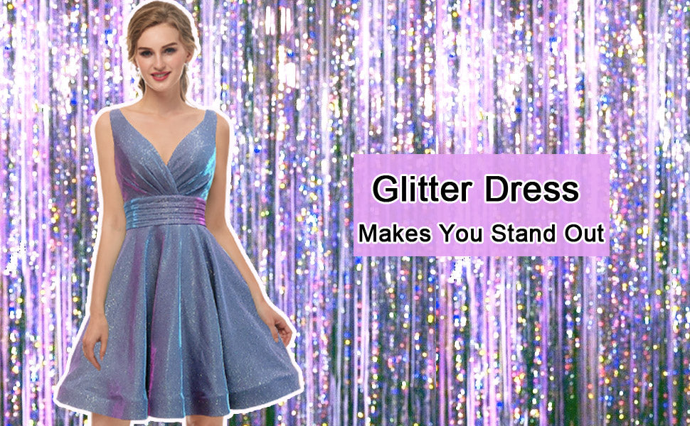 A Line Glitter Grey Sleeveless Short Homecoming Dress With Pockets