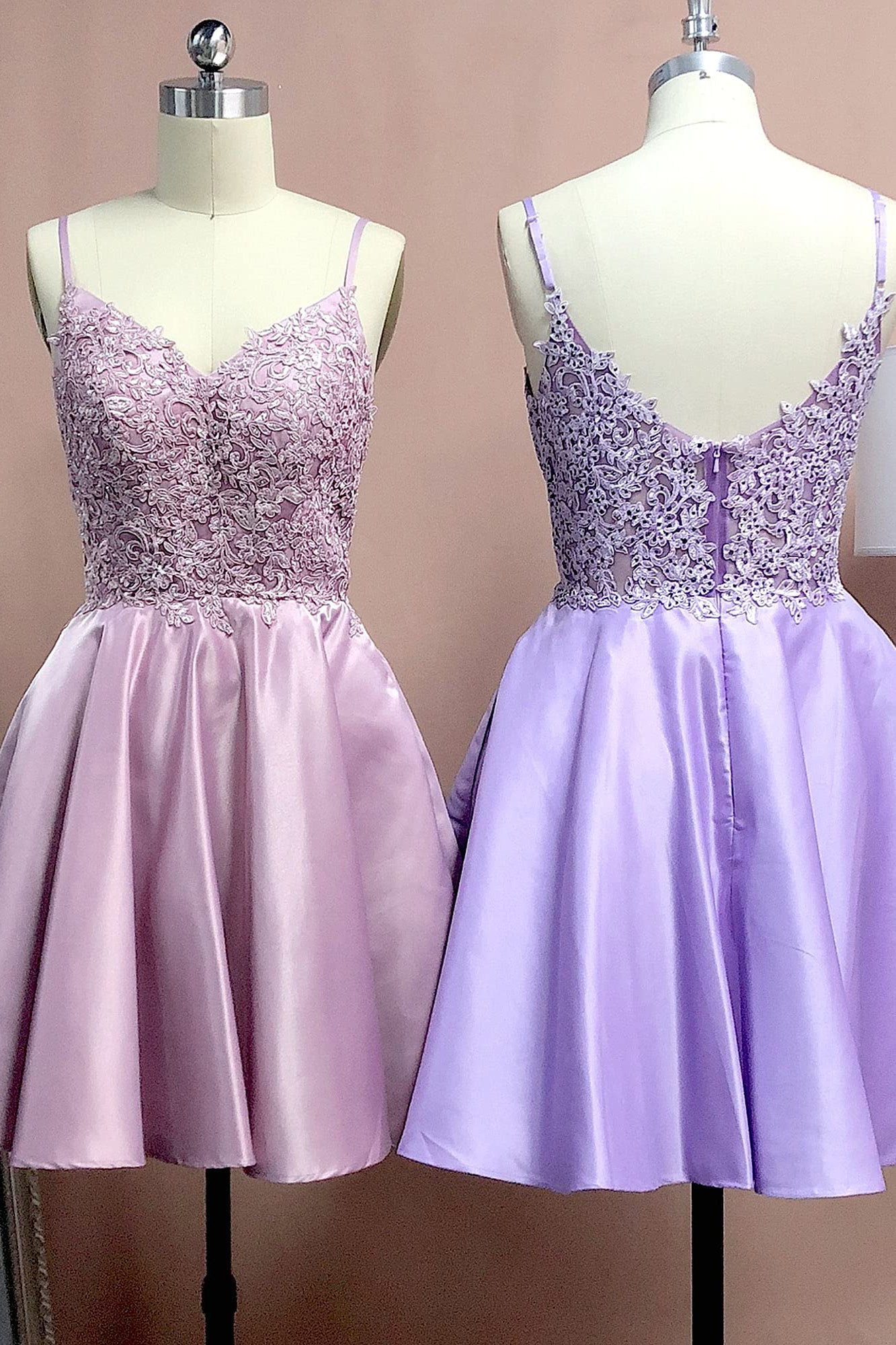 A Line V-Neck Homecoming Dresses with Pockets for Juniors Graduation Party Gown