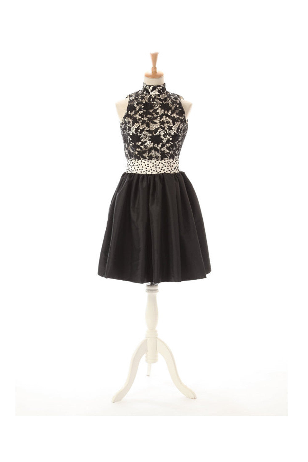 Open Back Black Lace Homecoming Cocktail Prom Dresses
