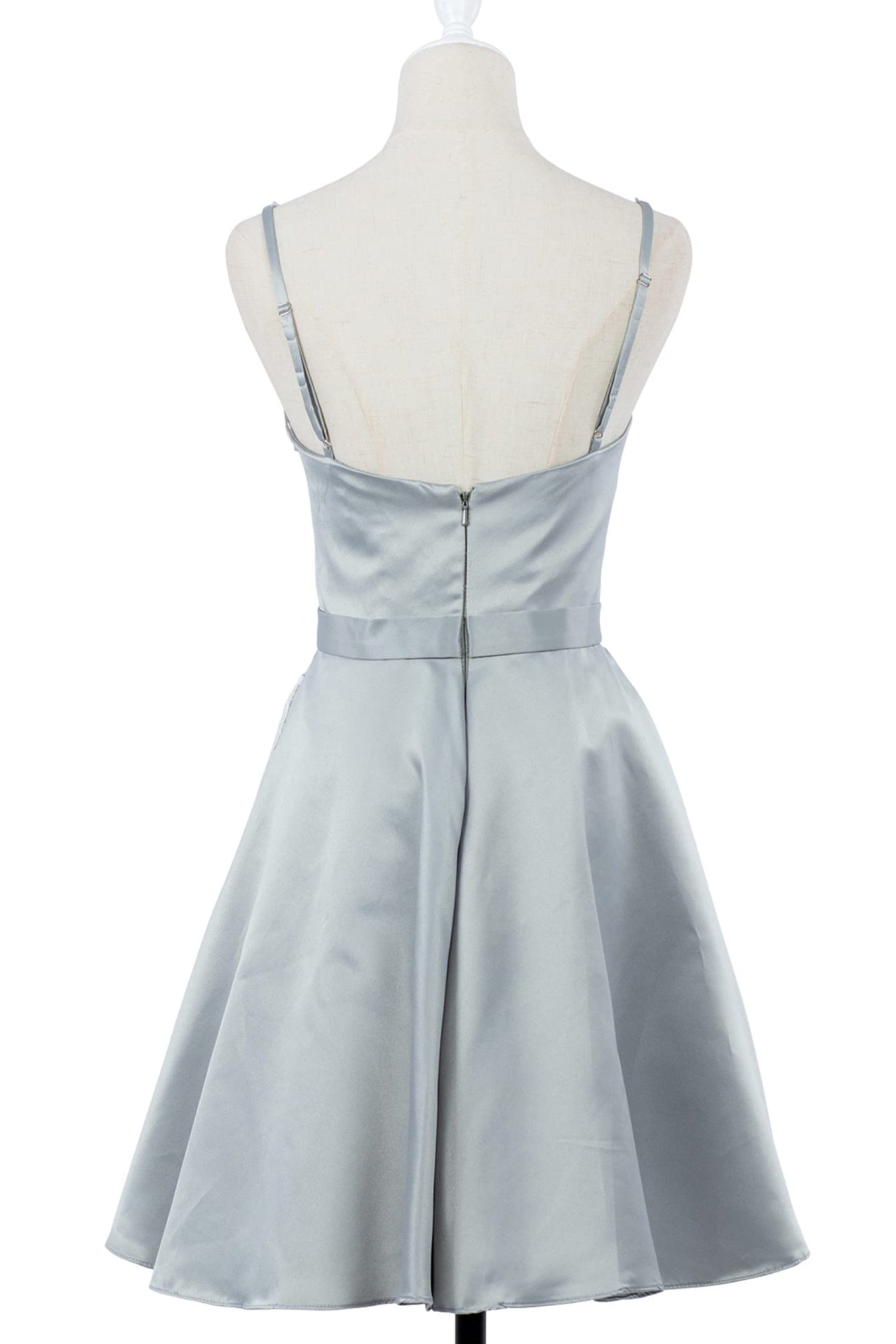 A Line Burgundy V-Neck Lace Appliqued Graduation Party Dress