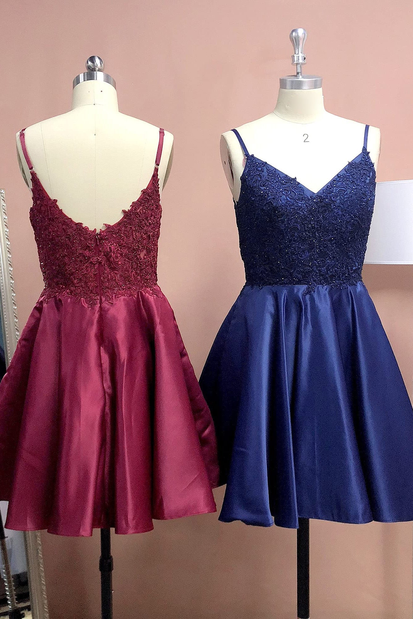 A Line V-Neck Homecoming Dresses with Pockets for Juniors Graduation Party Gown