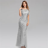 Elegant Short Sleeves Zipper Back Sequin Lace Long Prom Dresses