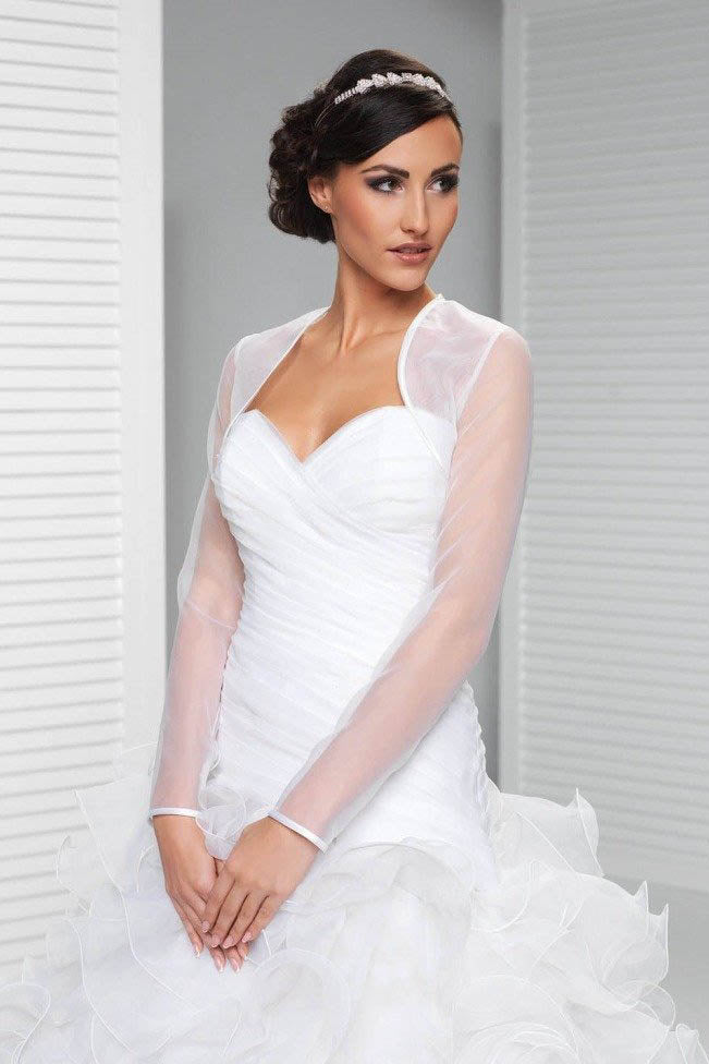 Simple Sheer Tulle Long Sleeve Weeding Bolero Shrug, Wedding Jacket