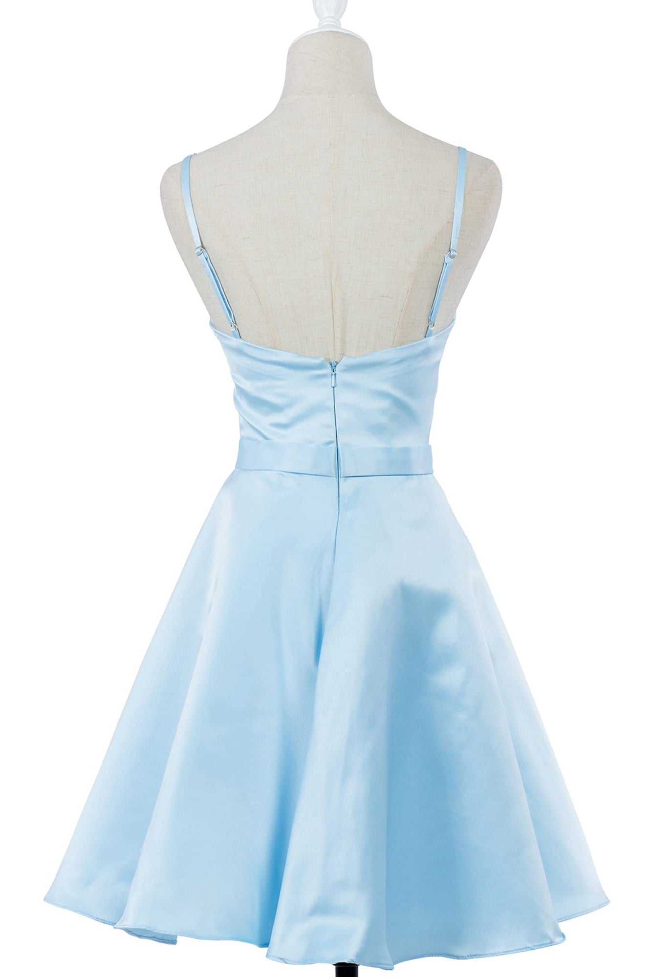 A Line Burgundy V-Neck Lace Appliqued Graduation Party Dress