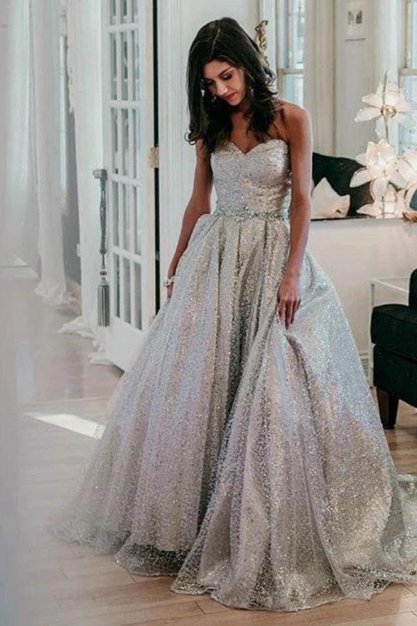 Cheap silver on sale evening gowns