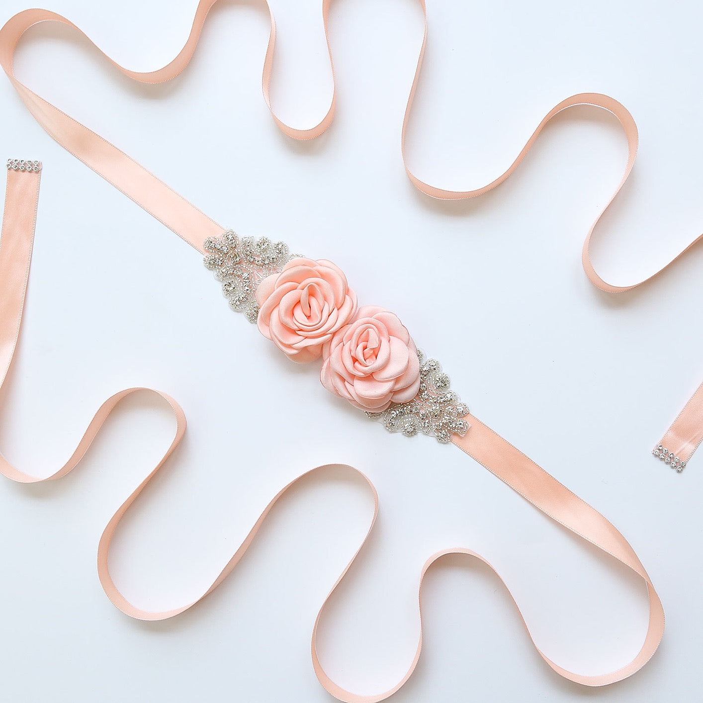 Hand Made Flower Bridal Sash with Rhinestones Formal Dresses Belt B03