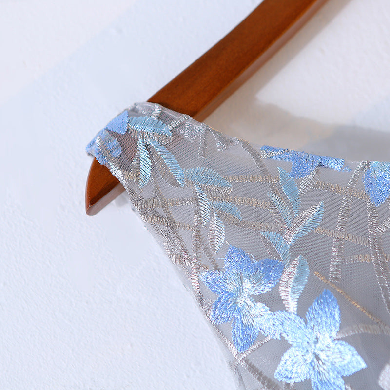 A Line Sleeveless Appliqued Tulle Open Back Homecoming Dresses With Belt