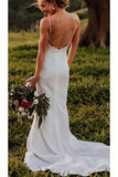 Vintage Lace Top Spaghetti Strap Backless Long Wedding Dresses Bridal Dresses N1774