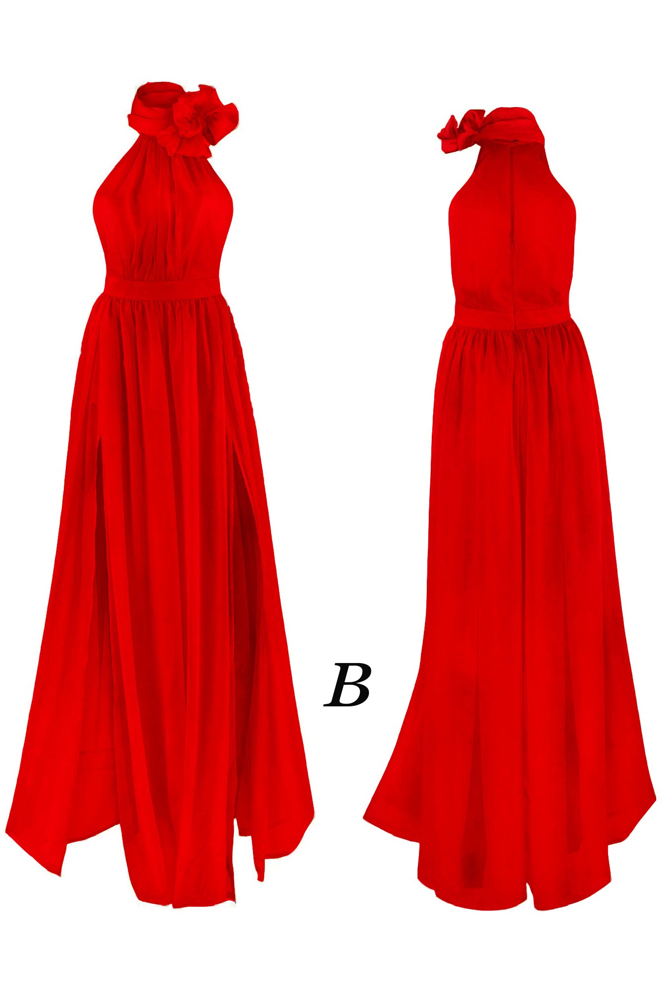Unique A Line High Neck Chiffon Long Prom Dresses Sleeveless Long Formal Dresses N1103