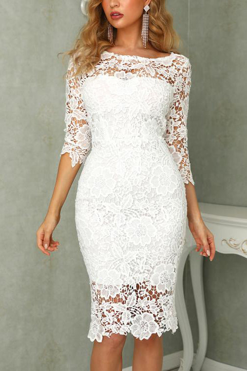 Elegant Knee Length Lace Homecoming Dress N2136