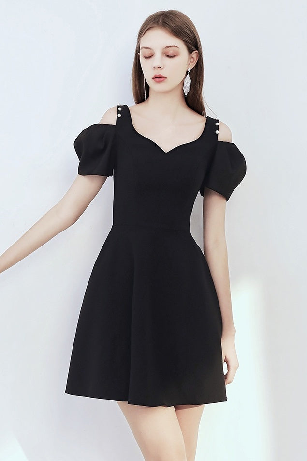 Vintage Black Applique Homecoming Dresses,Pretty Short Prom Dresses –  Okdresses