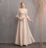 Newest Lace Up Back Long A Line Prom Dresses Bridesmaid Dresses Y0041