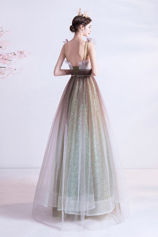 Pretty V-Neck Backless Floor Length Long Princess Prom Dress Prom Gowns  Y0052