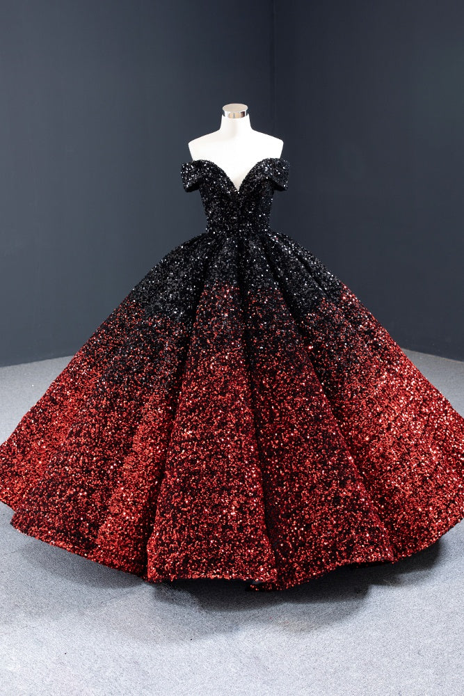 Sparkly Ball Gown Off The Shoulder Lace Up Back Long Princess Prom Dress Y0056