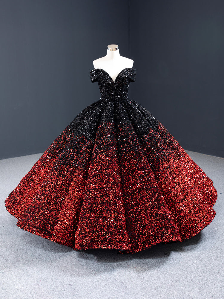 Sparkly Ball Gown Off The Shoulder Lace Up Back Long Princess Prom Dress Y0056