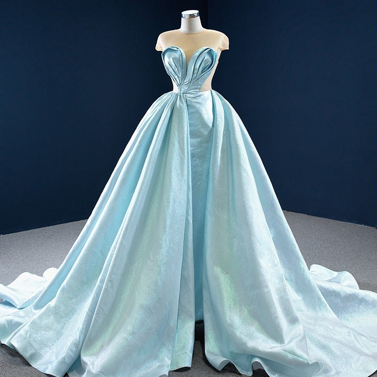 Charming Long Modest Cap Sleeves Long Elegant Prom Dresses Y0060