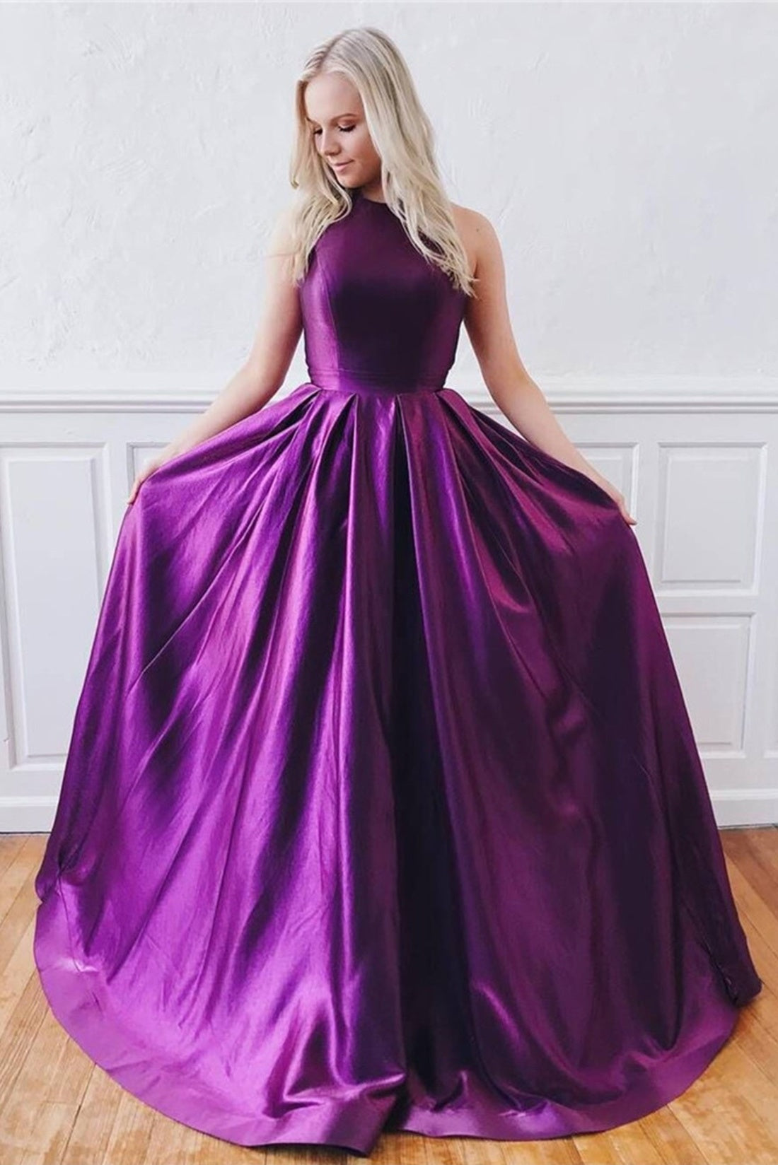Gorgeous Zipper Back A Line Long Prom Dresses For Teens Y0084