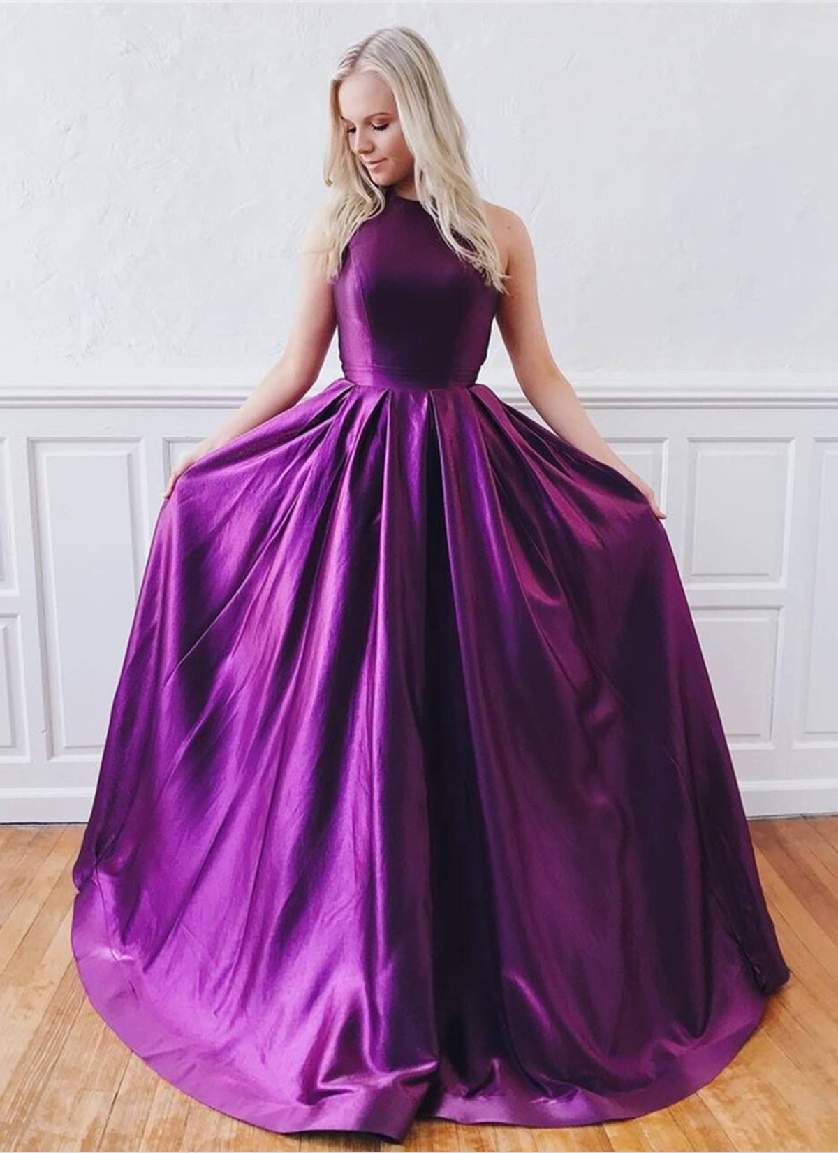 Gorgeous Zipper Back A Line Long Prom Dresses For Teens Y0084