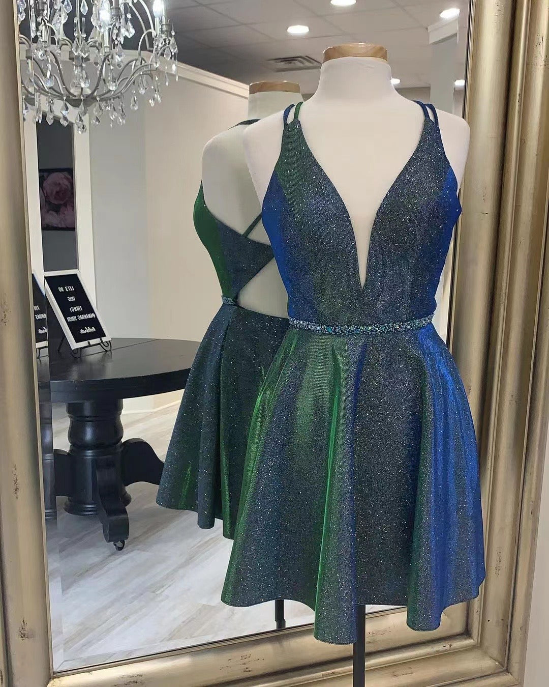 Pretty A Line Sequins Shiny Short Cute Homecoming Dresses Party Dresses Y0183